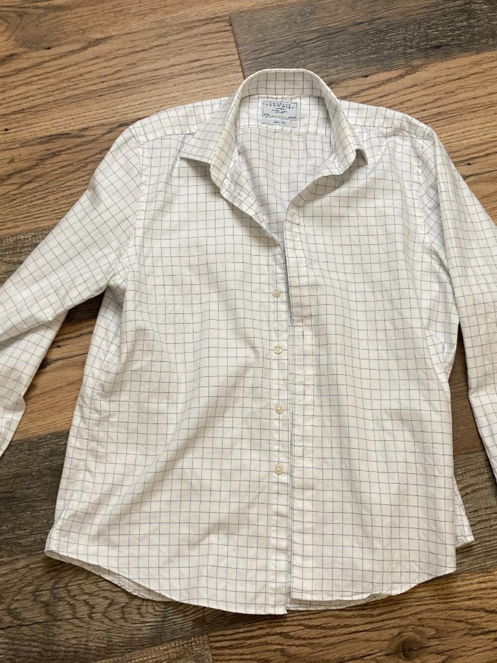 Charles Tyrwhitt Jermyn Street London Slim Fit Dress Shirt 17 37 White Blue